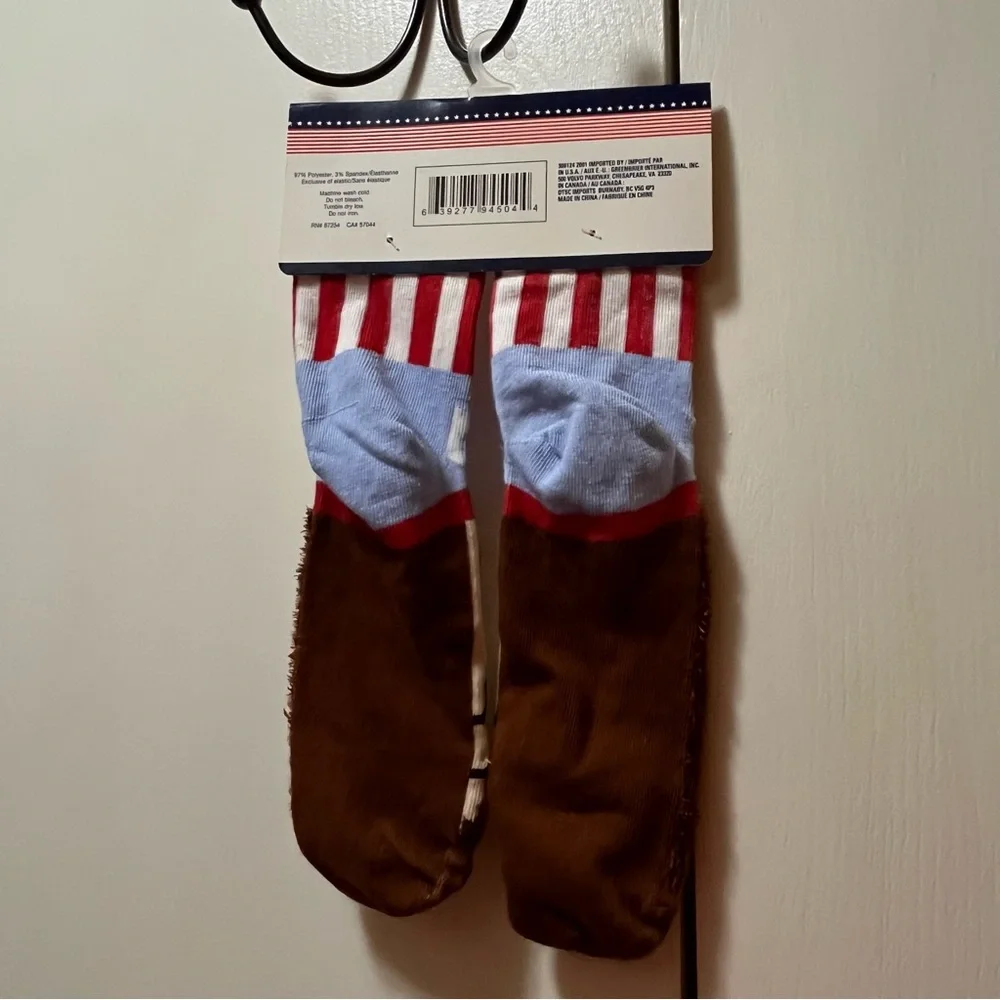 Abraham Lincoln Patriotic Face Design Socks with fuzzy beard area